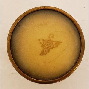 Glass Cosmetic Jar with Metal Decorative Lid Floral Design Vintage 1930's/40's